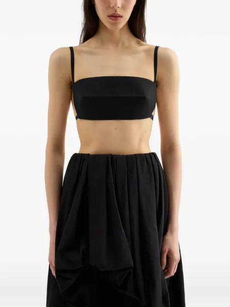 Top Jil Sander de mătase negru