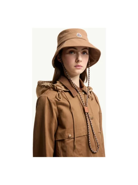 Kapelusz Moncler płócienny z logo brązowy