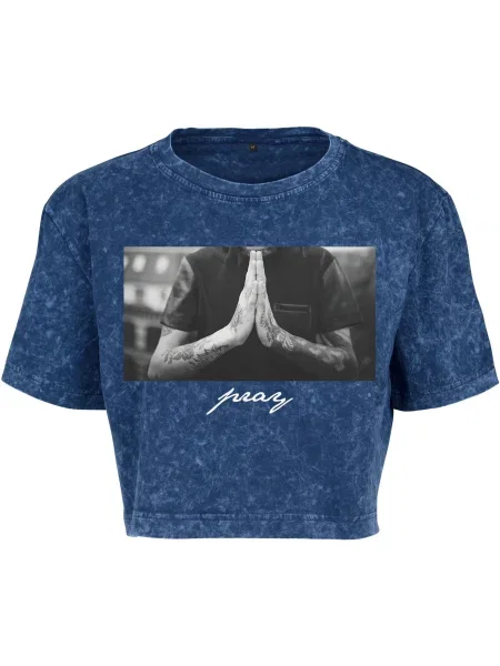 Mister Tee Tričko Pray tmavě modrá / šedá černá