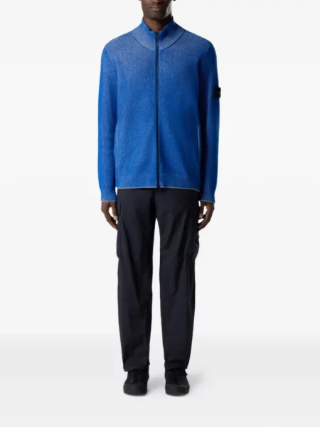 Pantaloni Stone Island cu strasuri albastru