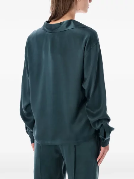 Σατέν polo Tom Ford με κέντημα πράσινο