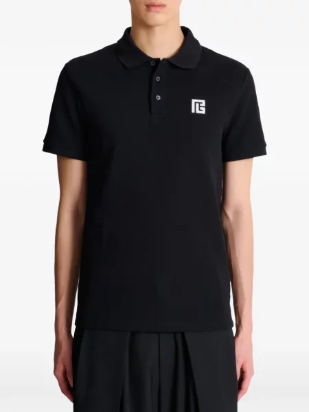 Polo Balmain cu broderie negru