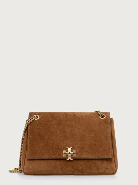 Tory Burch geantă pentru femei din piele întoarsă Charlie maro