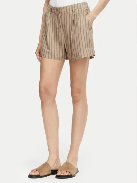 VERO MODA Plisované nohavice VMROSIE brokátová / čierna hnedá