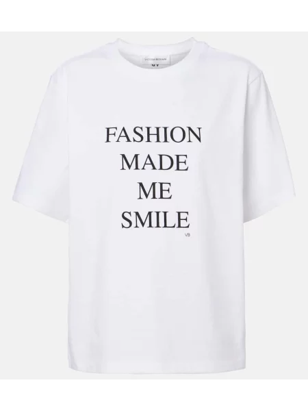 Tricou Victoria Beckham cu imagine din jerseu alb