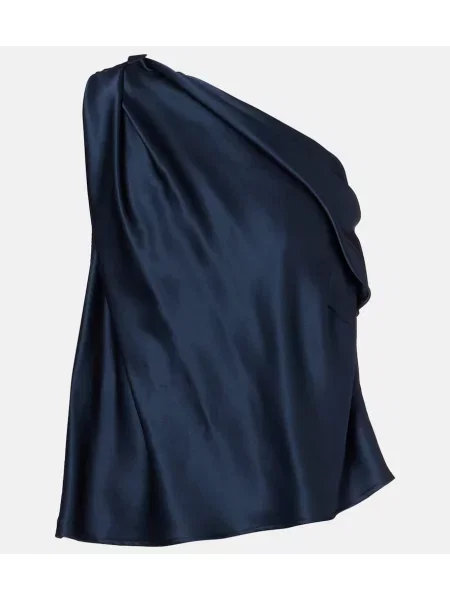 Satynowy top The Sei na jednym ramieniu niebieski