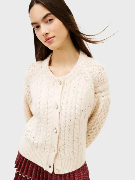Шерстяной кардиган Tommy Jeans белый