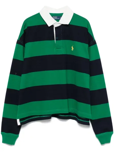 Haftowana kurtka Polo Ralph Lauren w kratkę ocieplana niebieska