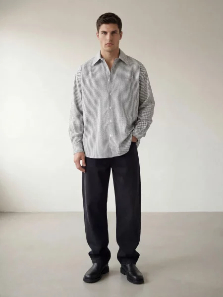 ARMIE Košile The Carl White Check Loose Shirt' bílá