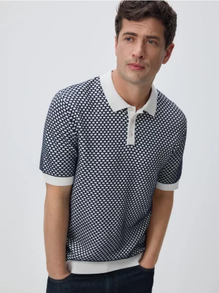 Reserved sweter polo granatowy