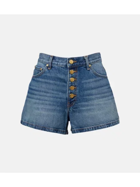 Kratke jeans hlače Ulla Johnson z visokim pasom modra