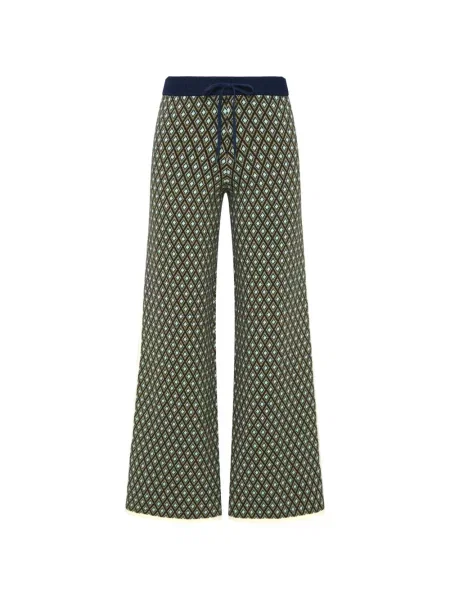 Pantaloni The Upside tricotate cu imprimeu geometric verde