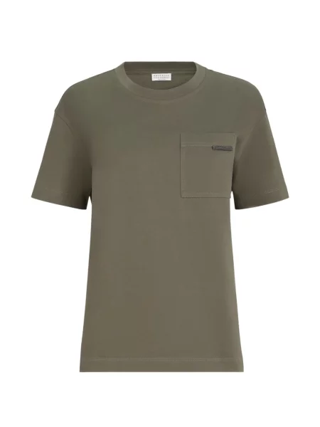 Tricou Brunello Cucinelli din jerseu verde
