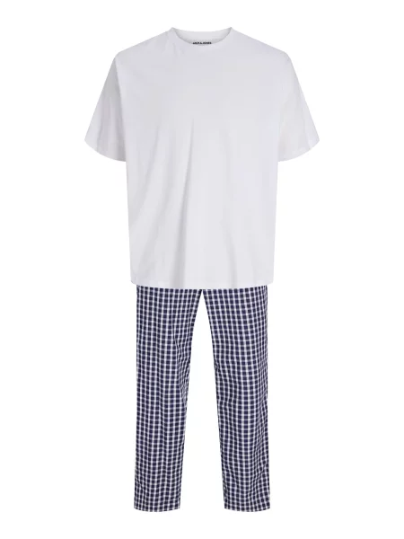 JACK & JONES Pijama lungă JACFLORENCE bleumarin alb