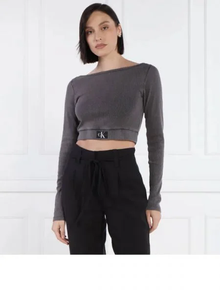 CALVIN KLEIN JEANS Bluză | Cropped Fit gri