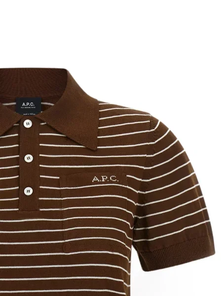 Tricou polo A.p.c. cu dungi maro