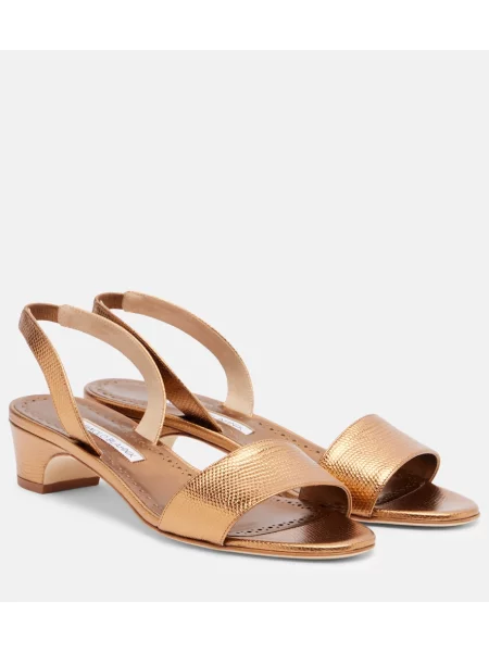 Sandale Manolo Blahnik din piele slingback portocaliu