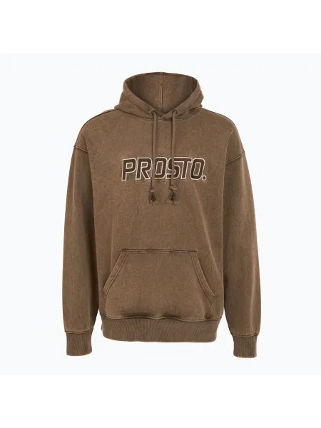 Кариран спортен суичър Prosto. с качулка кафяво