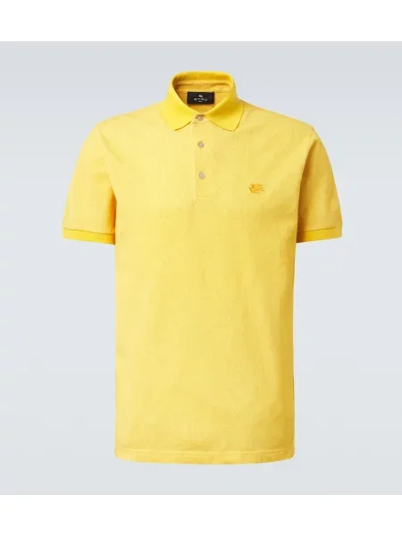 Tricou polo Etro cu model paisley galben
