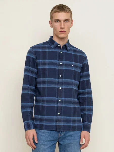 Tommy Jeans Kordová Košile Regular Fit tmavě / černošedá modrá