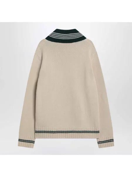 Sweter Valentino Garavani wełniany z dekoltem w serek żółty