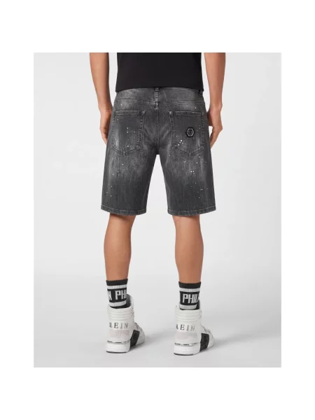 Szorty jeansowe Philipp Plein czarne