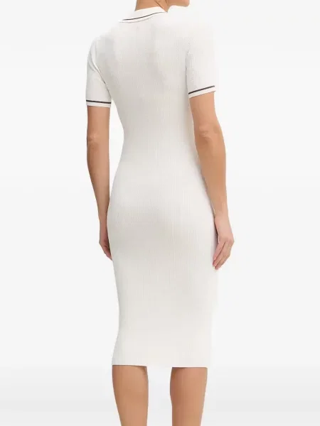 Gulerat rochie midi Armani Exchange tricotate alb