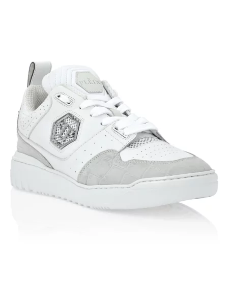 Sneakersy Philipp Plein skórzane z nadrukiem białe
