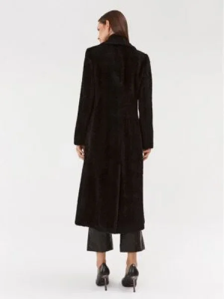 Palton de blană Marella de lână negru