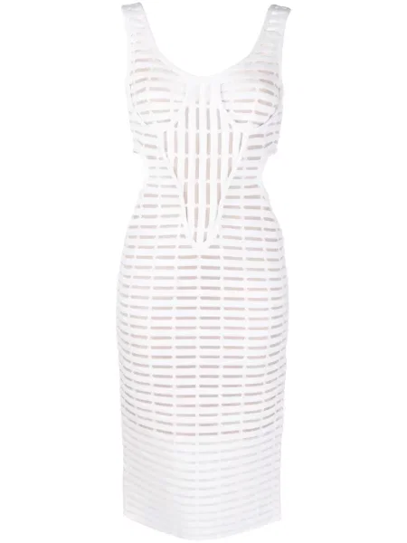 Rochie midi Genny până la genunchi de costum alb