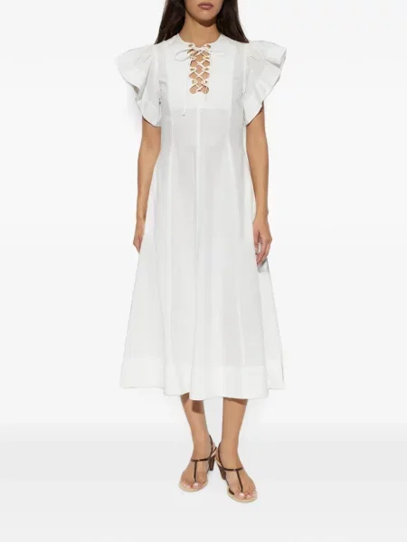 Rochie midi Ulla Johnson cu volane alb