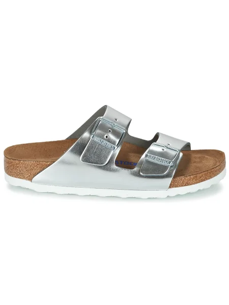 Bőr papucs Birkenstock ezüstszínű