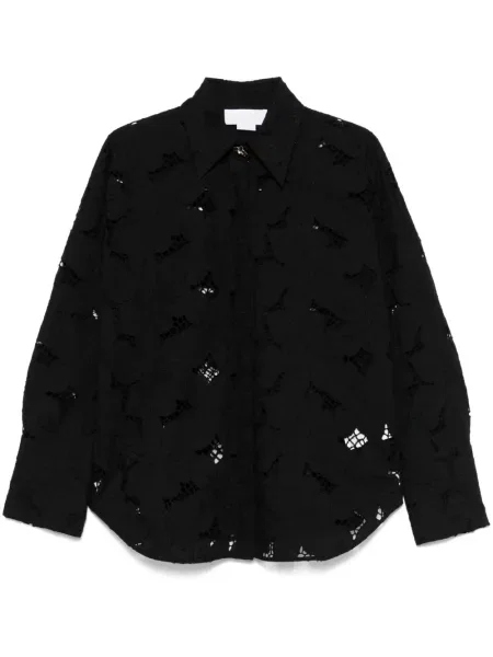 Cămașă Genny cu broderie cu model floral negru