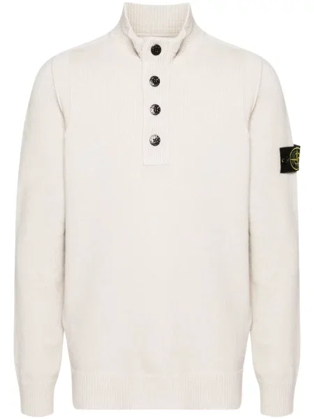Sweter Stone Island wełniany z kamieniami biały