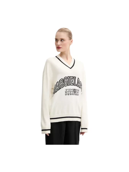 Maison Margiela sweter z domieszką wełny beżowy
