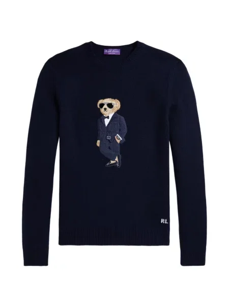 Tricou polo Ralph Lauren Purple Label din cașmir albastru