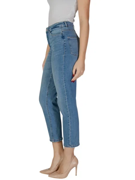 Jeansy Ichi z wysoką talią niebieskie