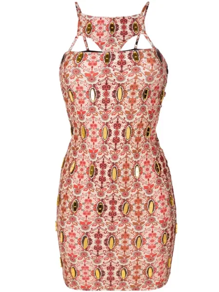 Rochie mini Amir Slama cu model floral cu imagine de costum roșu