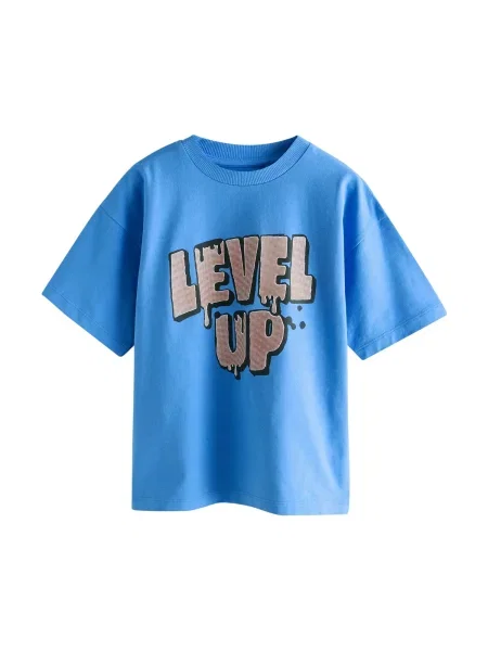 Next Tricou albastru / maro negru