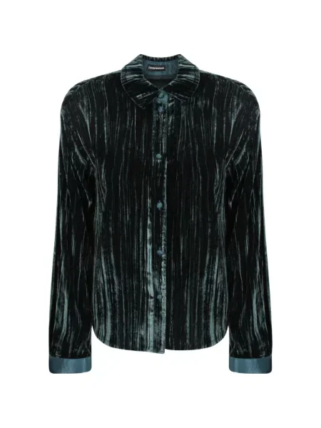 Cămașă Emporio Armani de catifea verde