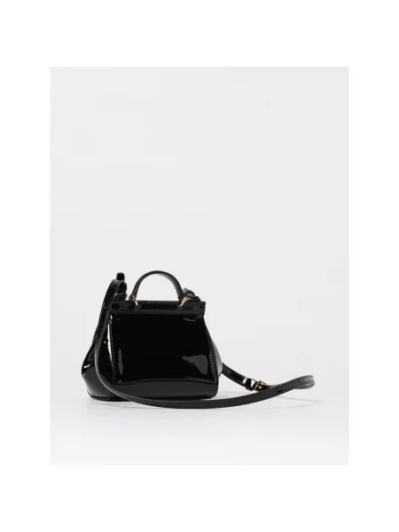 Lakierowana torebka crossbody Dolce And Gabbana skórzana czarna