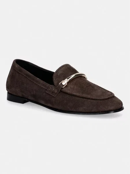 Furla mocasini din piele întoarsă Heritage Loafer maro
