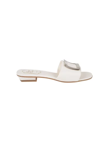 Klapki mules Roger Vivier skórzane białe