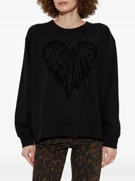 Hanorac Allsaints cu motiv cu inimi negru