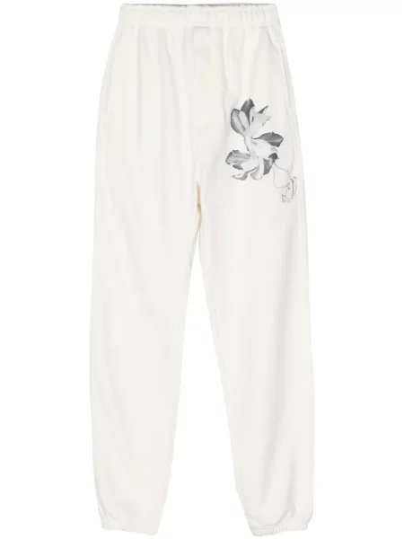 Pantaloni Y-3 cu model floral cu imagine alb