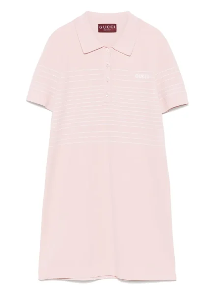 Mała sukienka mini Gucci w paski garniturowa różowa