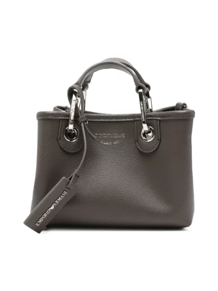 Shopperka Emporio Armani skórzana z logo szara