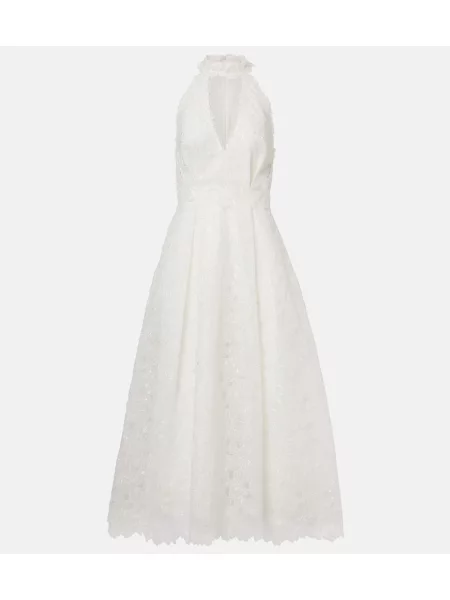 Rochie de cocktail Costarellos cu broderie din organza alb