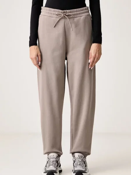Emporio Armani spodnie dresowe z bawełną brązowe