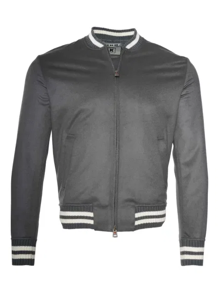 Kašmírová žebrovaná bomber bunda Kiton šedá